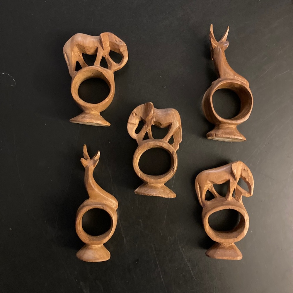 🐘Wooden African Safari Animal Napkin Rings - Picture 3 of 7
